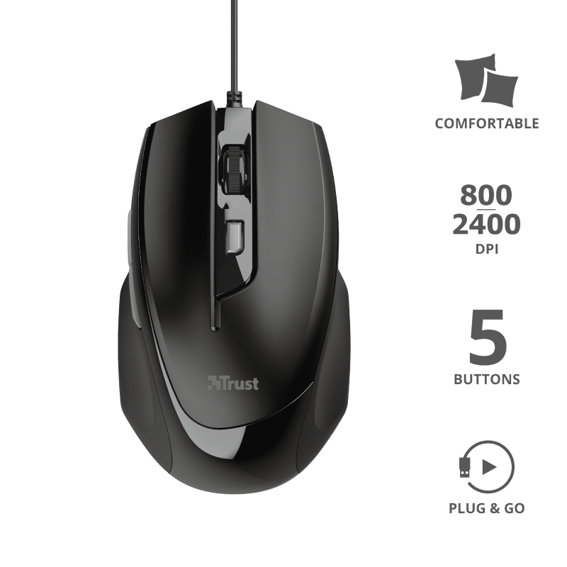 Trust 23650 Voca Kablolu Mouse-Siyah
