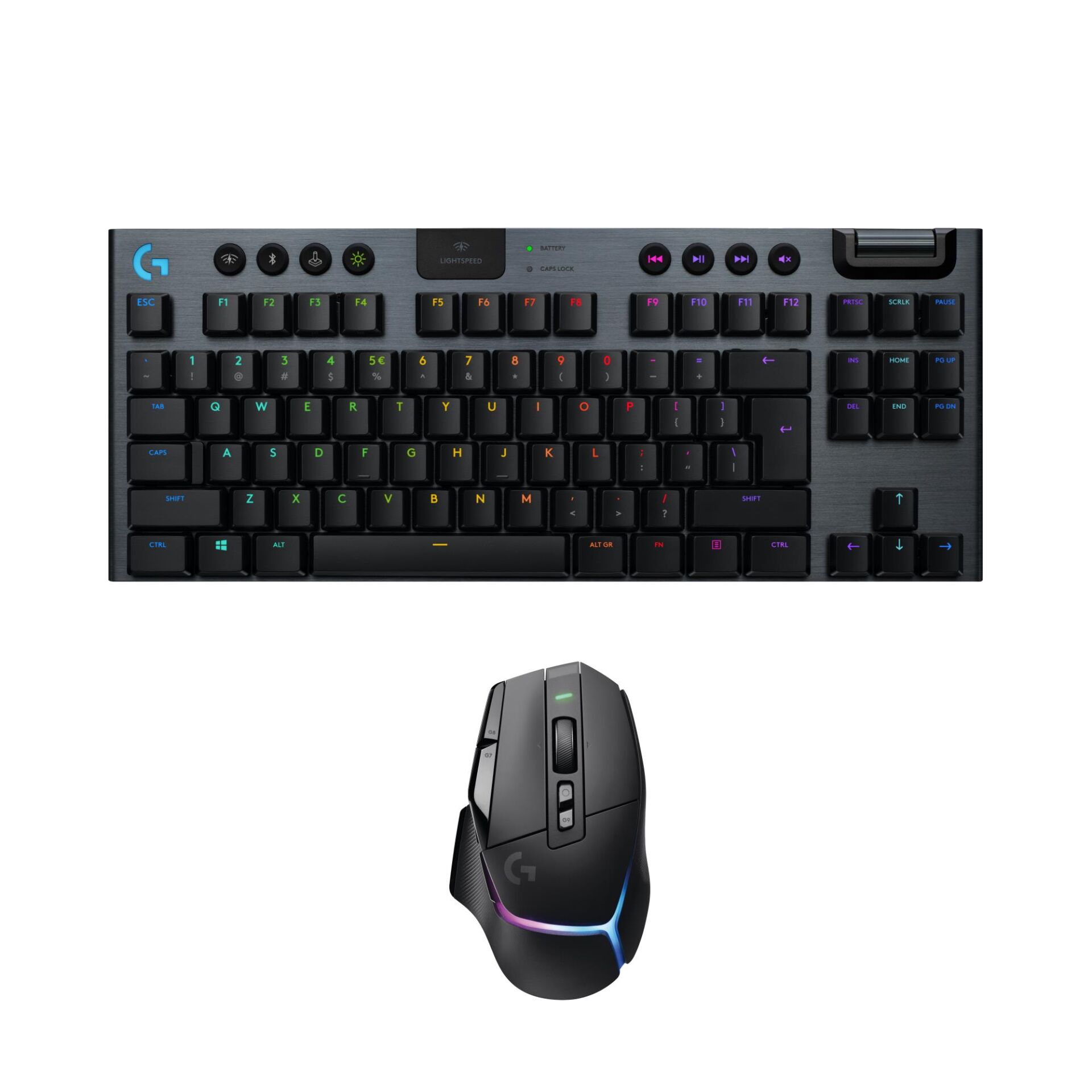 Logitech G G915 TKL LIGHTSPEED Kablosuz RGB Mekanik Oyuncu Klavyesi ve G502 X Plus Kablosuz HERO 25K Sensörlü RGB Oyuncu Mouse Seti, Siyah