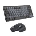 Logitech MX Mechanical Kablosuz Mini Mekanik Klavye, Aydınlatmalı, Dokunmatik Sessiz Tuşlar, İngilizce Q - Gri + MX Master 3S  Kablosuz Mouse - Siyah