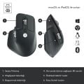 Logitech MX Mechanical Kablosuz Mini Mekanik Klavye, Aydınlatmalı, Dokunmatik Sessiz Tuşlar, İngilizce Q - Gri + MX Master 3S  Kablosuz Mouse - Siyah