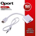 Qport Q-HD-VGJ 15cm HDMI to VGA Ses Girişli Çevirici