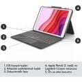 Logitech Combo Touch 10.2'' iPad 7,8,9. Nesil İçin Türkçe Klavyeli Kılıf 920-009995