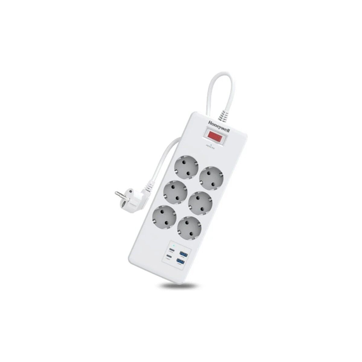 Honeywell 6'lı Akım Koruyucu Priz 2x USB-A + 2x USB-C 20W PD - Beyaz