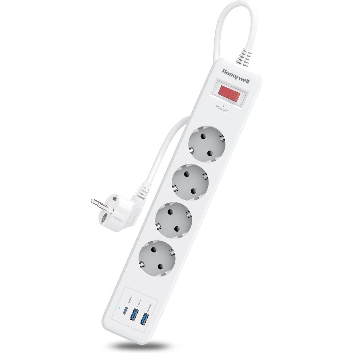 Honeywell 4'lü Akım Korumalı Priz 1x Type-C + 2xUSB-A HC000042 20W PD
