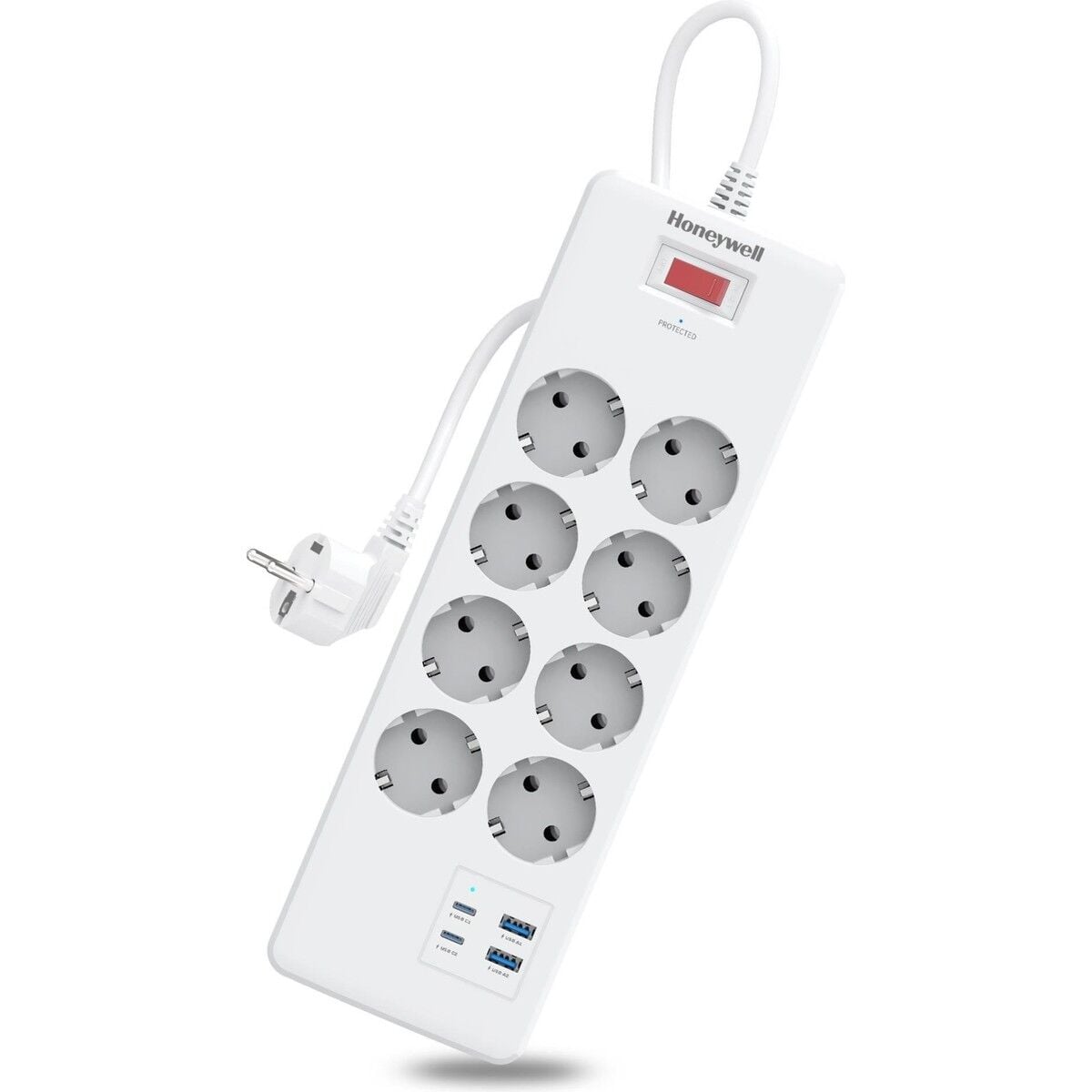 Honeywell 8'li Akım Korumalı Priz 2x Type-C + 2x USB-A HC000037 20W PD