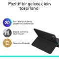 Logitech Flip Folio iPad Pro 11 inç (M4), iPad Air 11 inç (M2 ve M3), iPad Air (5. Nesil) ile Uyumlu Türkçe Klavyeli Tablet Kılıfı, Siyah