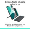 Logitech Flip Folio iPad Pro 13 inç (M4), iPad Air 13 inç (M2 ve M3) ile Uyumlu Türkçe Klavyeli Tablet Kılıfı, Siyah