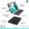 Logitech Flip Folio iPad Pro 13 inç (M4), iPad Air 13 inç (M2 ve M3) ile Uyumlu Türkçe Klavyeli Tablet Kılıfı, Siyah