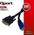 Qport Q-HDV DVI To HDMI 24+1 Converter Çevirici Örgü Kablo 1.8 Mt