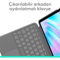 Logitech Combo Touch 11 inç iPad Air M2 ile Uyumlu Türkçe Klavyeli Tablet Kılıfı - Gri