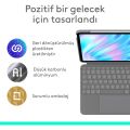 Logitech Combo Touch 11 inç iPad Air M2 ile Uyumlu Türkçe Klavyeli Tablet Kılıfı - Gri