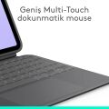Logitech Combo Touch 11 inç iPad Pro M4 ile Uyumlu Türkçe Klavyeli Tablet Kılıfı - Gri