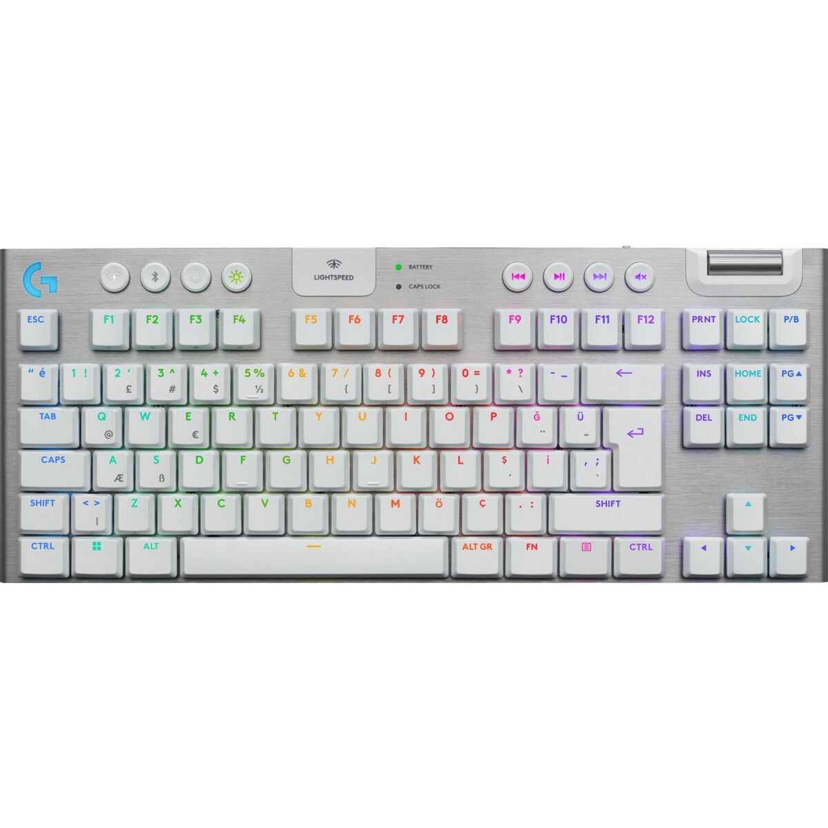 Logitech G915 X LightSpeed TKL Düşük Profilli Rgb Aydınlatmalı GL Blue PC/Mac Için Kablosuz Ingilizce Q Oyun Klavyesi, Beyaz
