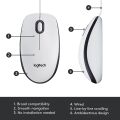 Logitech M100 Kablolu Optik Mouse-Beyaz