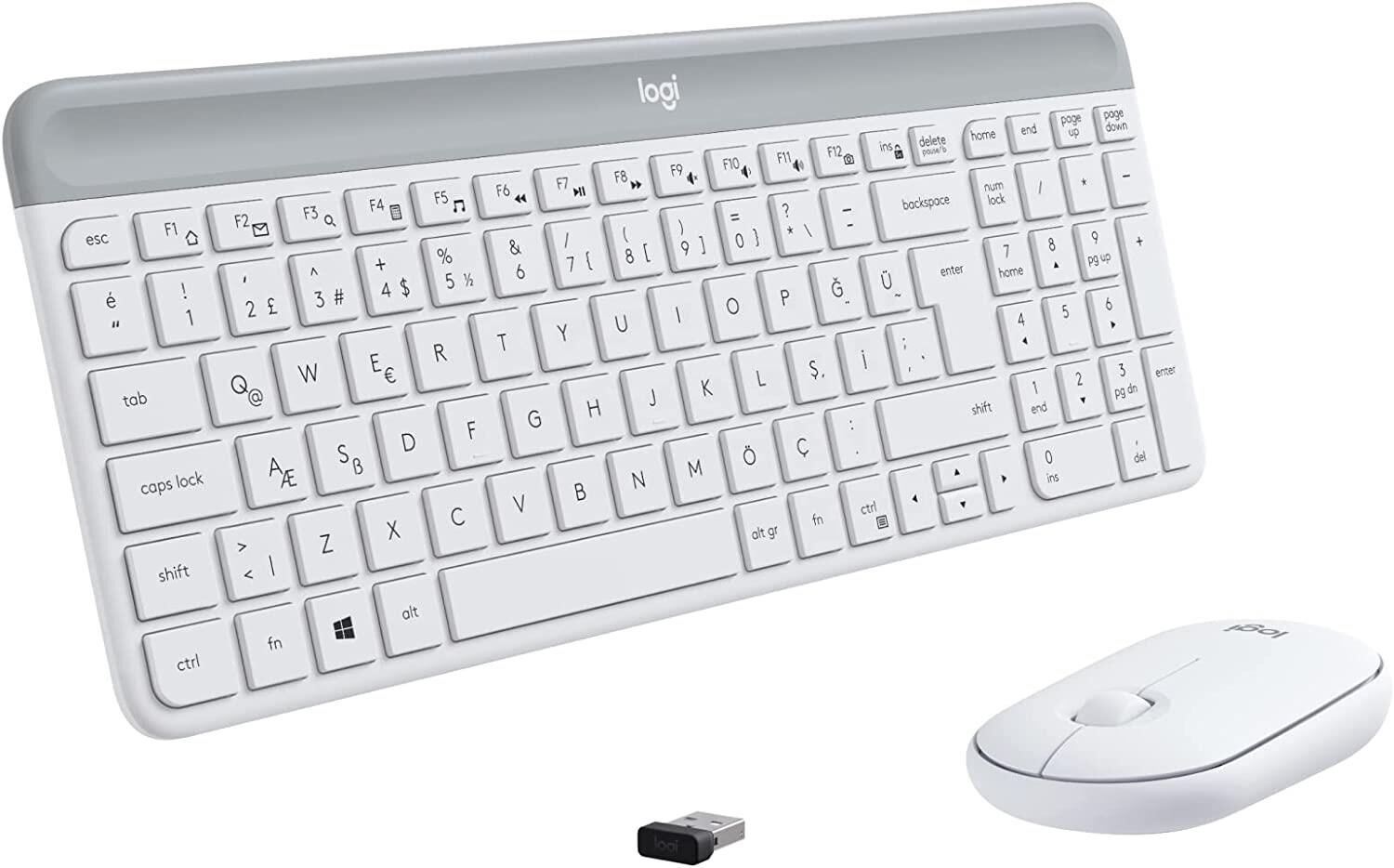 Logitech MK470 Slim Combo Kablosuz Klavye Mouse Set - Beyaz