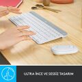Logitech MK470 Slim Combo Kablosuz Klavye Mouse Set - Beyaz