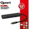 Qport Q-TU4 Type-C to USB 3.0 3Port+SD +Micro SD +Type-C Çevirici