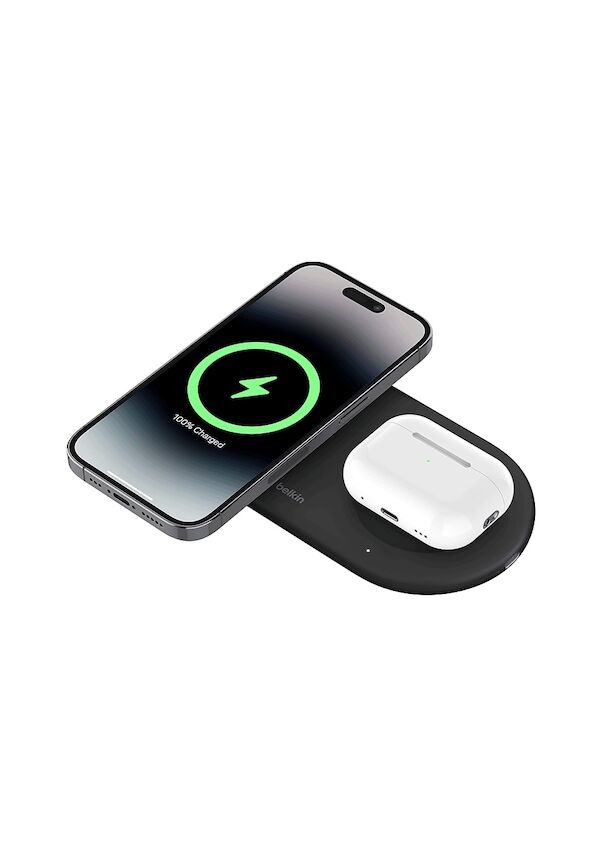 Belkin BoostCharge Pro 2'si 1 arada MageSafe Kablosuz Şarj İstasyonu - WIZ021VFBK