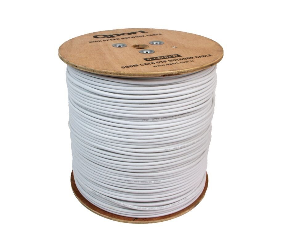 QPort Q-CATO2W 500 Metre UTP Outdoor 23 AWG CAT6 Kablo - Beyaz