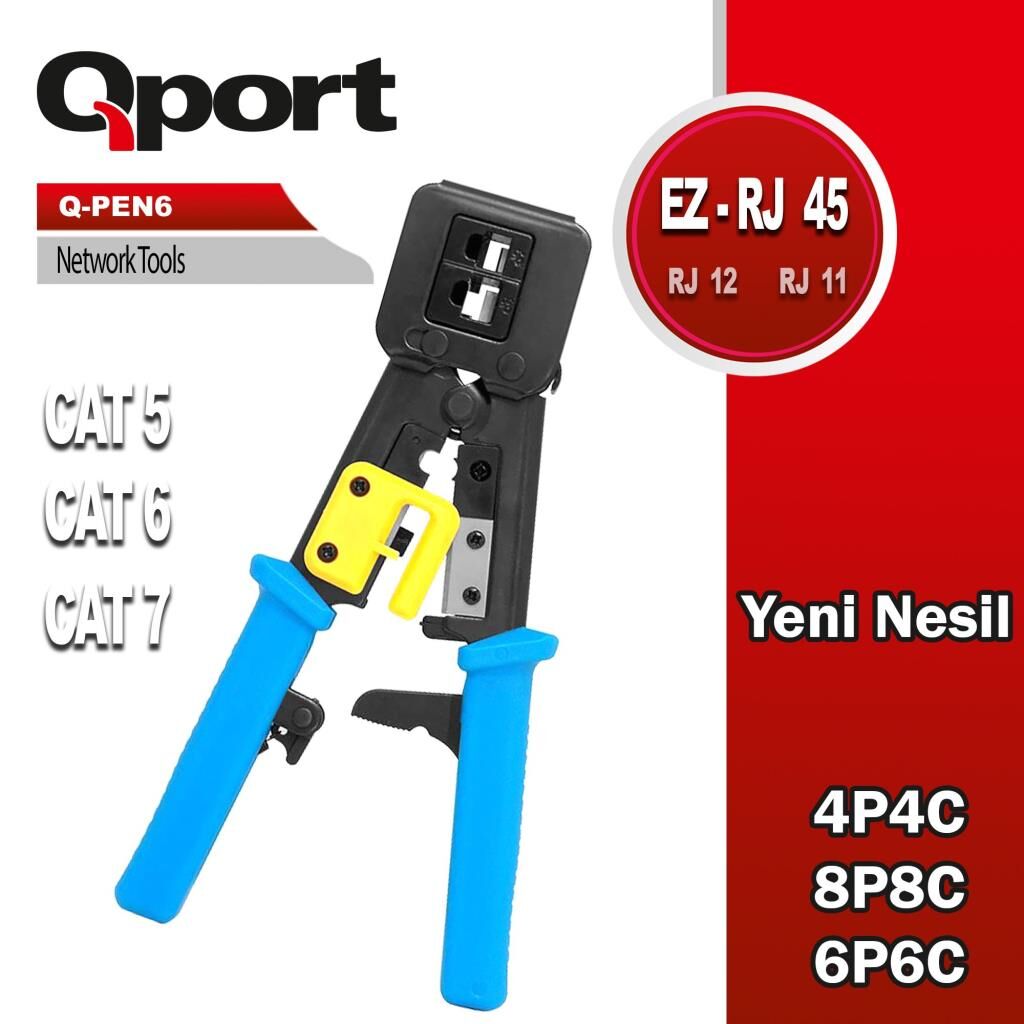 QPort Q-PEN6 Yeni Nesil RJ45 Sıkma Pensesi