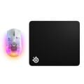 SteelSeries Aerox 3 Wireless Ghost + QcK Large Mouse Pad