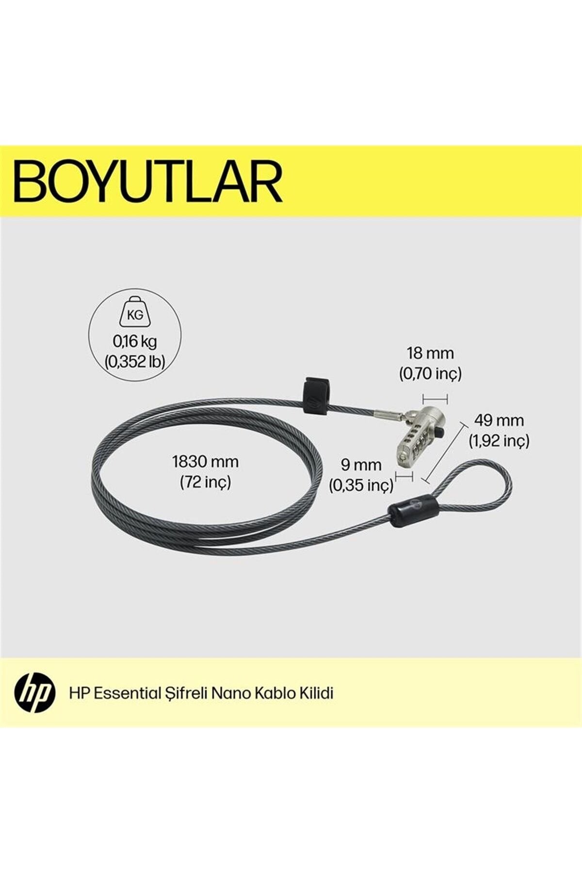 HP 63B31AA Temel Nano Birleşik Kablo Kilidi