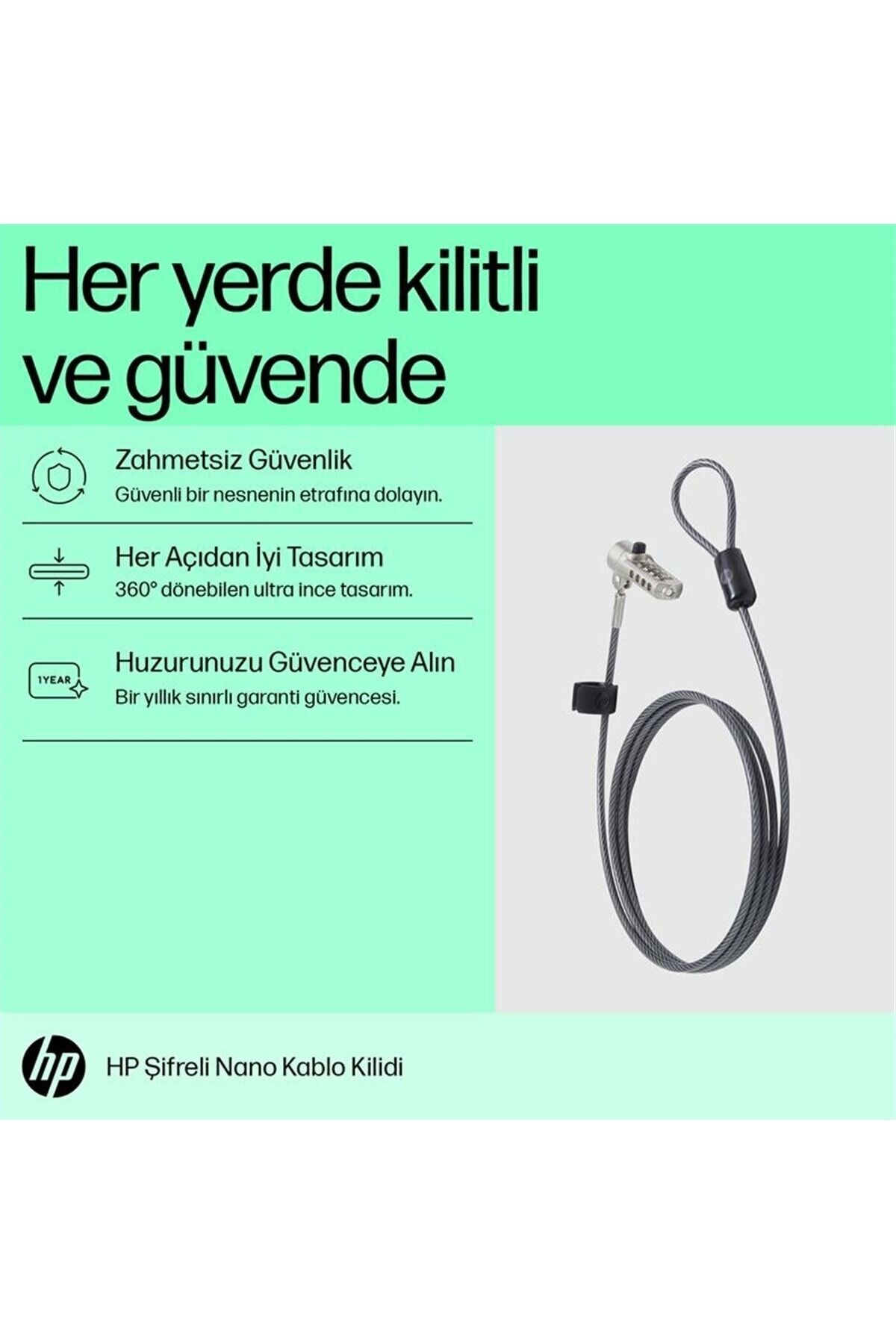 HP 63B28AA Nano Birleşik Kablo Kilidi