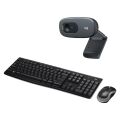 Logitech C270 HD 720p Mikrofonlu Web Kamerası ve MK270 Kablosuz USB Alıcılı Türkçe Q Klavye Mouse Seti, Siyah