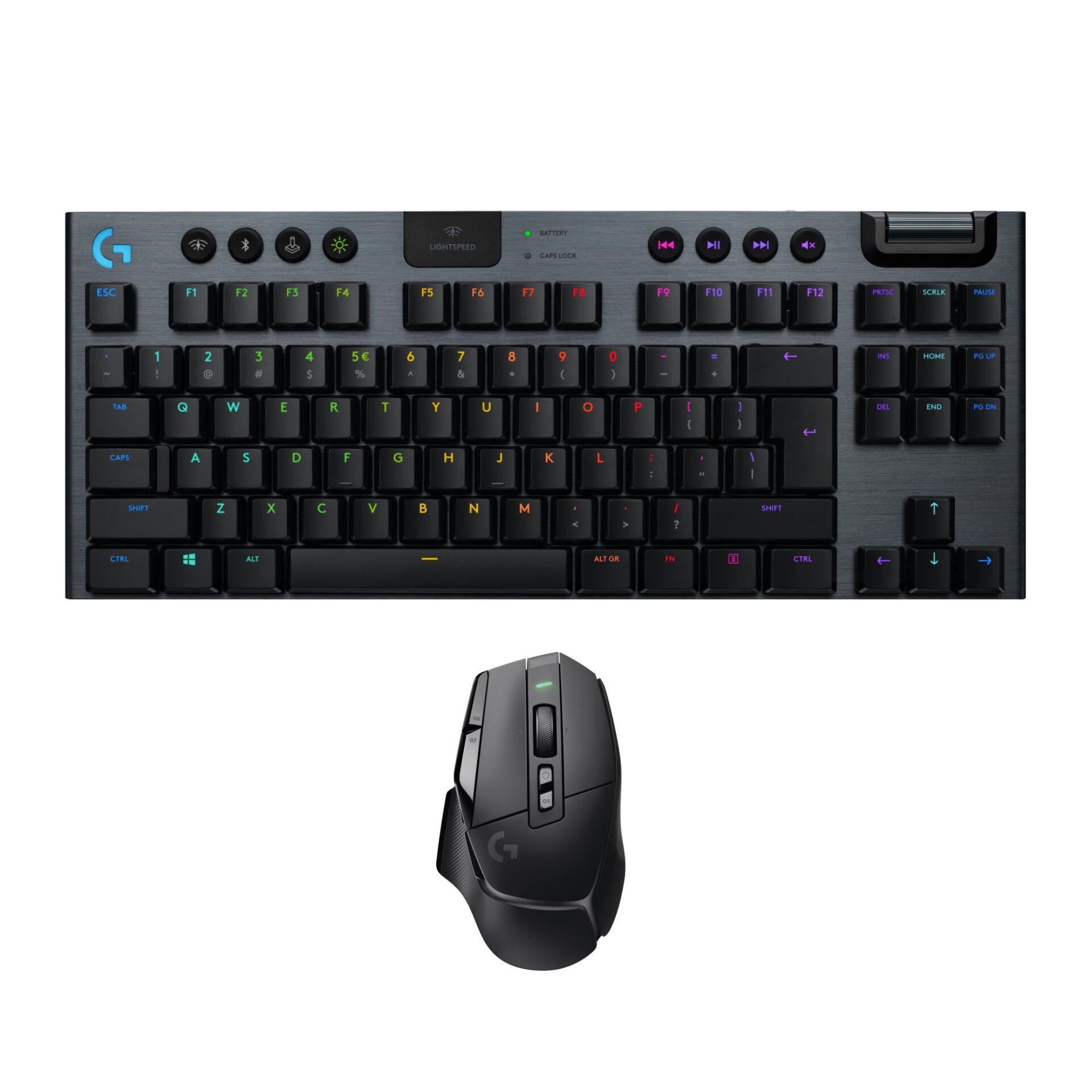 Logitech G G915 TKL LIGHTSPEED Kablosuz RGB Mekanik Oyuncu Klavyesi ve G502 X LIGHTSPEED Kablosuz HERO 25K Sensörlü Oyuncu Mouse Seti, Siyah