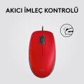 Logitech M110 Sessiz Tam Boyutlu Kablolu Usb-A Bağlantılı Optik Mouse - Kırmızı