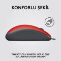 Logitech M110 Sessiz Tam Boyutlu Kablolu Usb-A Bağlantılı Optik Mouse - Kırmızı