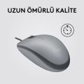 Logitech M110 Sessiz Tam Boyutlu Kablolu Usb-A Bağlantılı Optik Mouse - Gri
