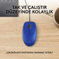 Logitech M110 Sessiz Tam Boyutlu Kablolu Usb-A Bağlantılı Optik Mouse - Mavi