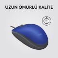 Logitech M110 Sessiz Tam Boyutlu Kablolu Usb-A Bağlantılı Optik Mouse - Mavi