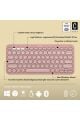 Logitech K380S Pebble Keys 2 Çoklu Cihaz Özellikli Bluetooth Türkçe Q Klavye - Pembe