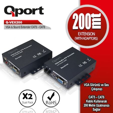 Qport Q-VEX200 200 Metre Vga Extender 2li Paket