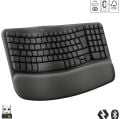Logitech Wave Keys Kablosuz Bluetooth Dolgulu Avuç İçi Destekli Ergonomik Türkçe Q Klavye, Siyah