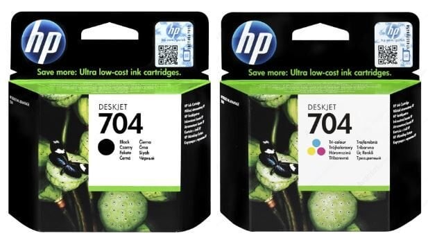 HP 704 Siyah ve Renkli Orijinal Mürekkep Kartuş (CN692AE-CN693AE)