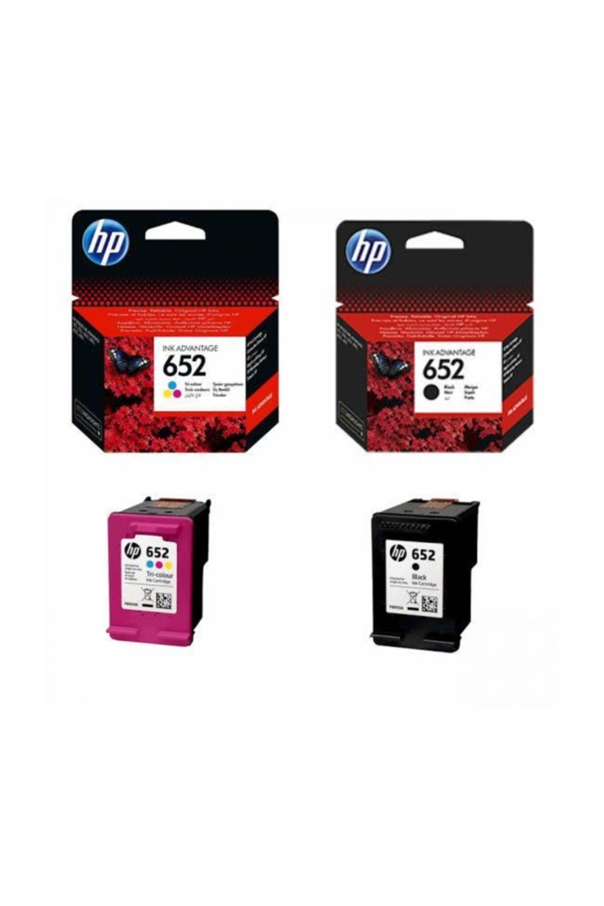 HP 652 F6V24AE Siyah ve Renkli F6V25AE 2'li Kartuş Seti