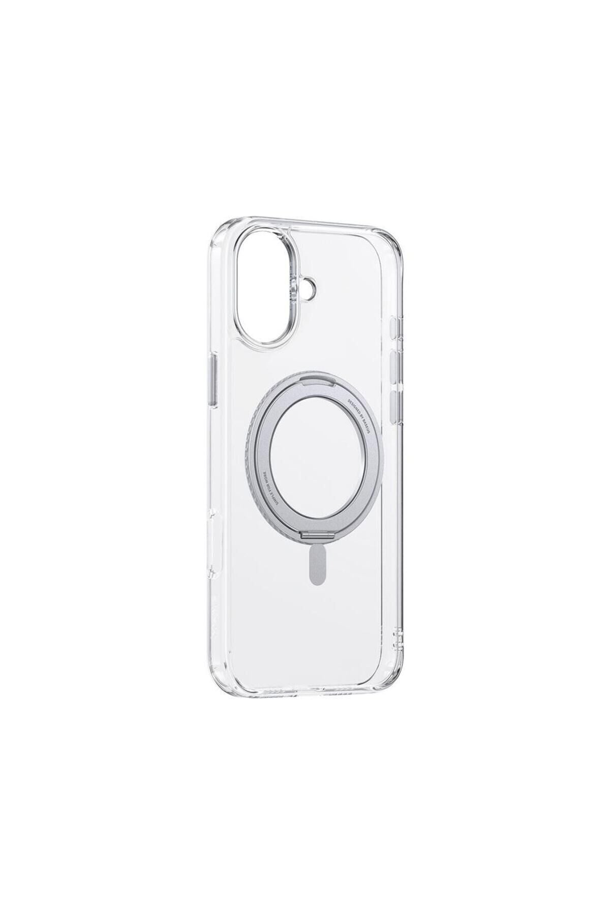 Baseus SkyRing Serisi 360° MagSafe Telefon Kılıfı Standlı iPhone 16 - Şeffaf