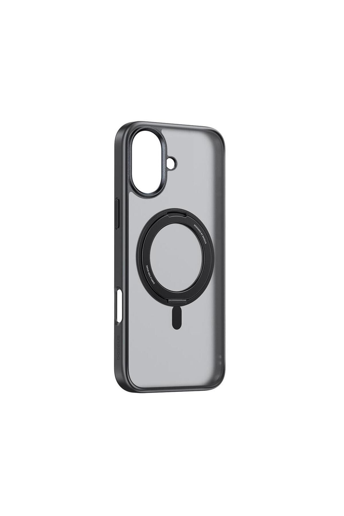 Baseus SkyRing Serisi 360° MagSafe Telefon Kılıfı Standlı iPhone 16 - Siyah