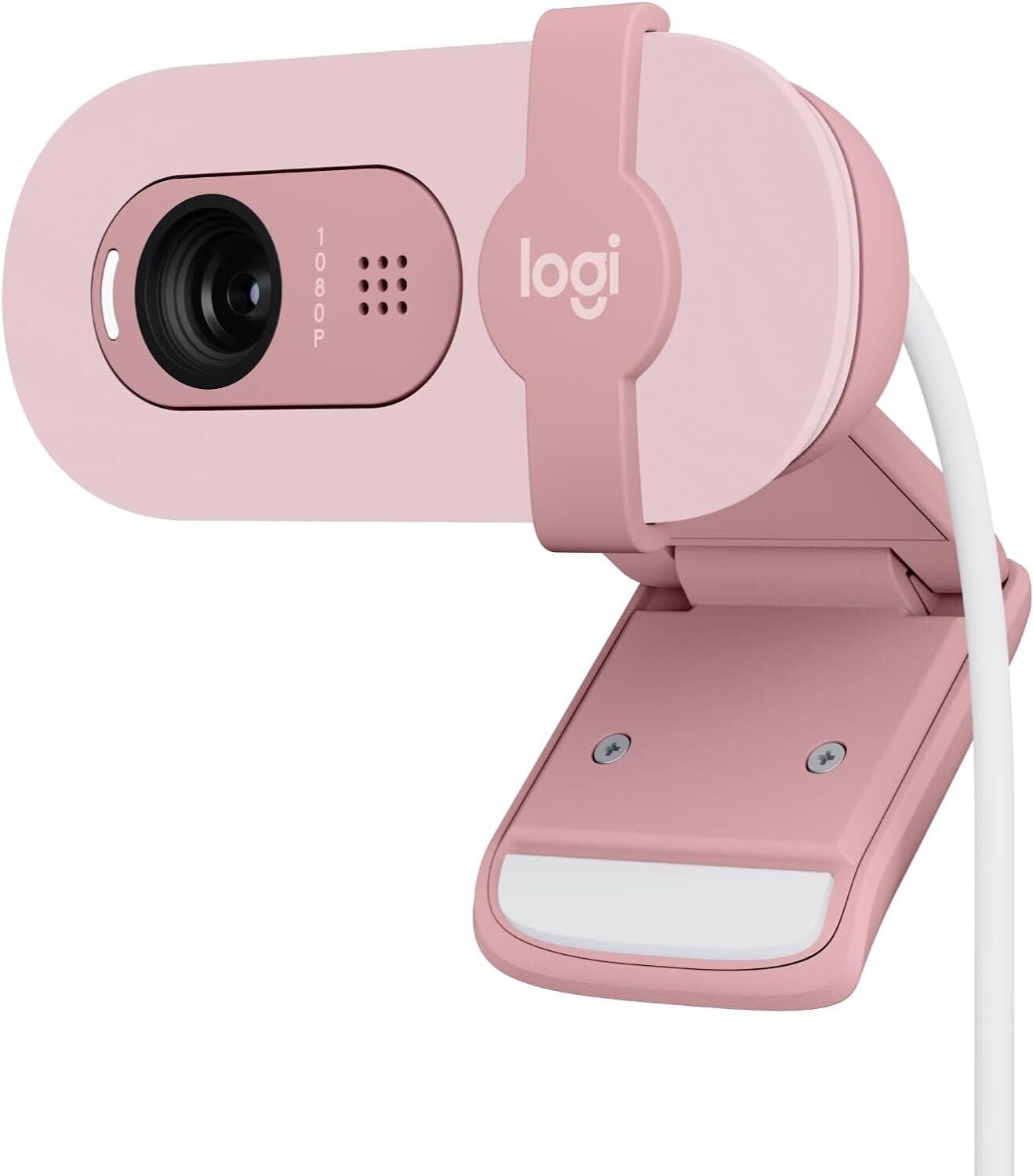 Logitech Brio 100 Full HD 1080p Gizlilik Kapaklı Mikrofonlu Web Kamerası - Pembe