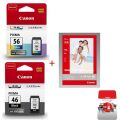Canon PG-46 CL-56 Pixma E404/E414/E464/E484 Siyah-Renkli Kartuş Fotoğraf Kağıdı Hediyeli