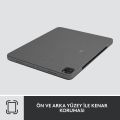Logitech Combo Touch 12.9'' iPad Pro 5. ve 6. Nesil ile Uyumlu Klavyeli Tablet Kılıfı ve Crayon iPad Uyumlu Dijital Kalem, Açık Gri