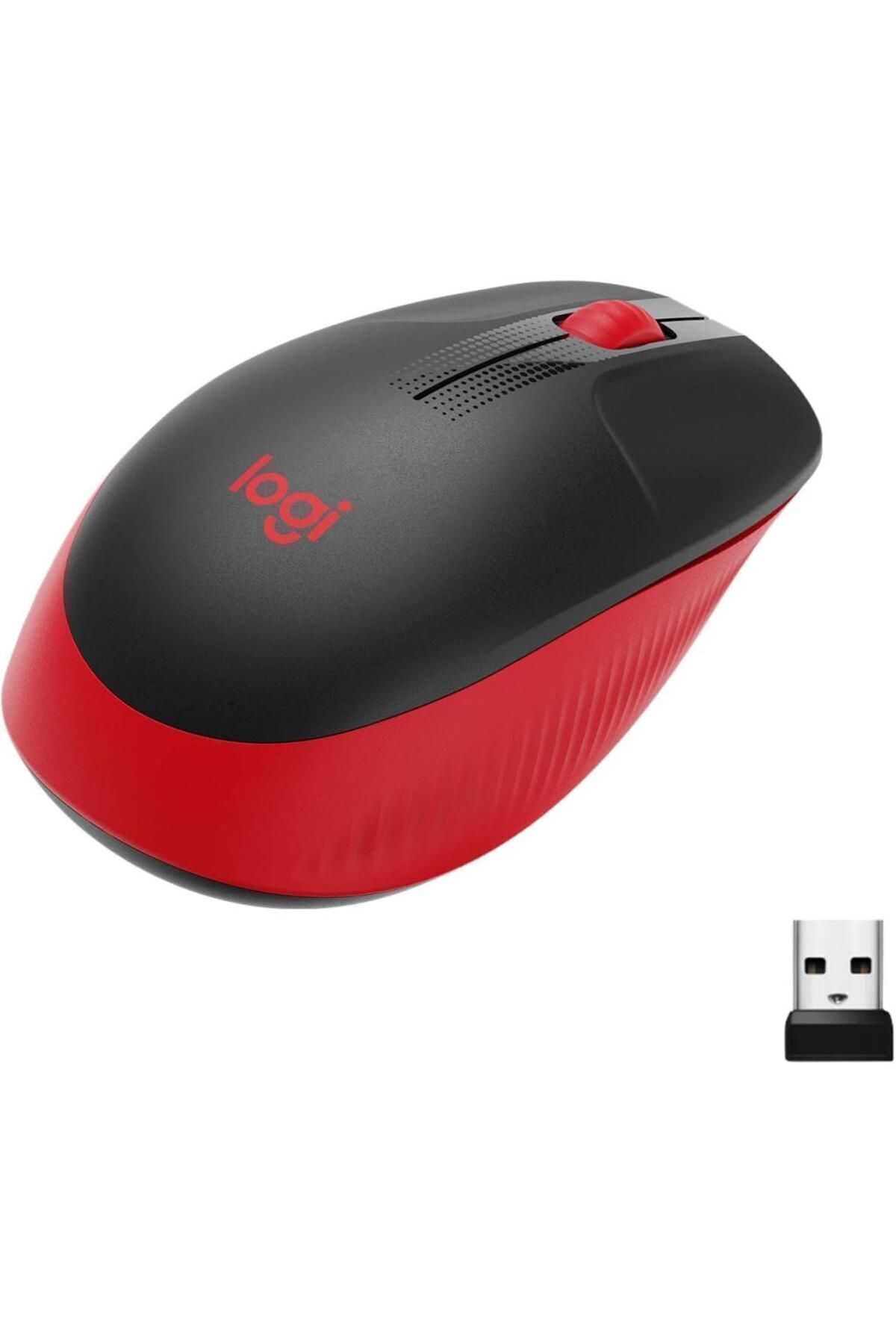 Logitech M191 Büyük Boy USB Alıcılı 1000 DPI Kablosuz Mouse - Kırmızı