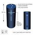 Ultimate Ears BOOM 4 Taşınabilir Su Geçirmez Bluetooth Hoparlör, 360 Derece, 15 Saatlik Pil Ömürlü - Mavi